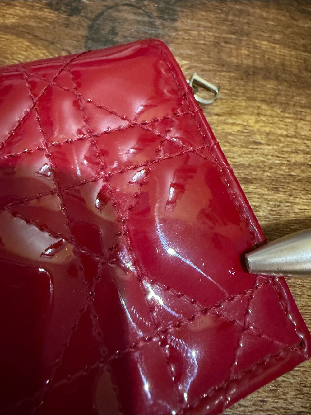 Mini Lady Dior Gardenia Wallet 🍒 Red Patent Cannage Calfskin - Picture 17 of 17